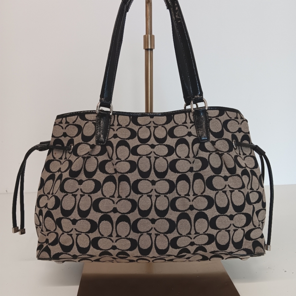 Coach Signature Monogram Stripe Canvas Devin Shou… - image 3